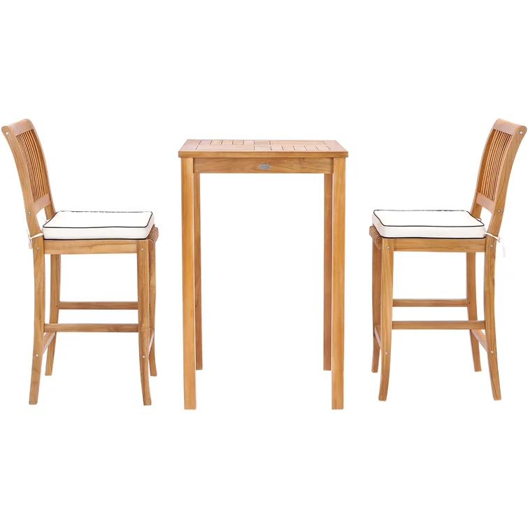 2 - Person Square Teak Outdoor Dining Set with Cushions