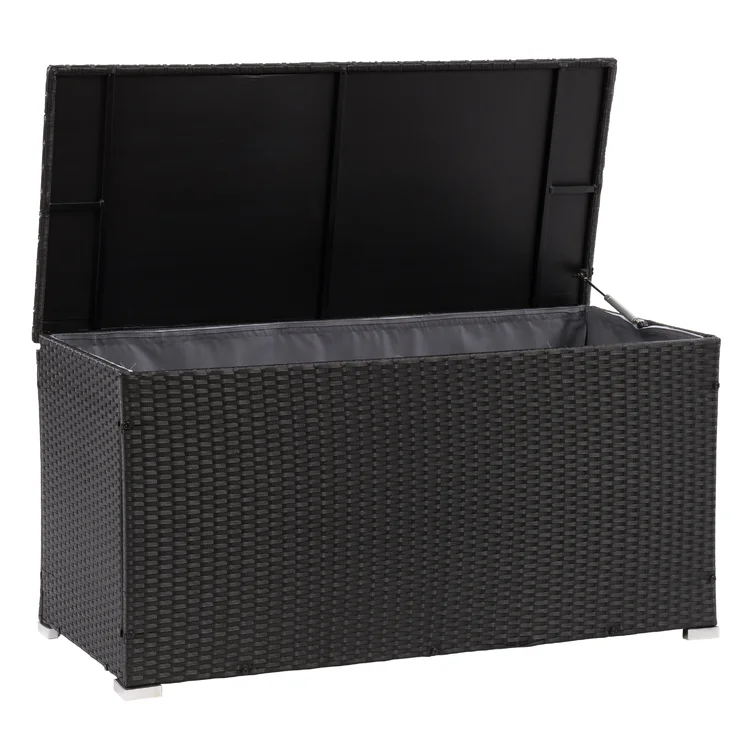 CorLiving 46'' W 81 Gallons Water Resistant Wicker Deck Box in Black