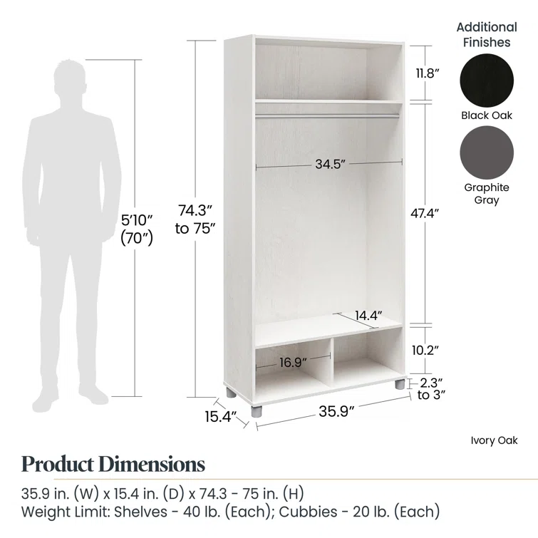 Sabria 36" Wide Mudroom Storage Cabinet
