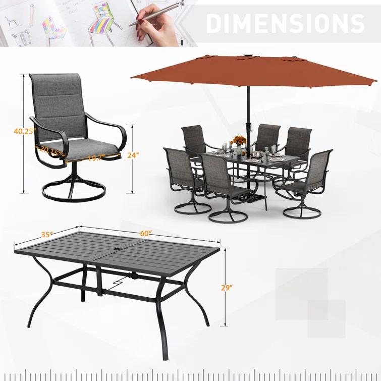 Alyah 6 - Person Rectangular Outdoor Dining Set