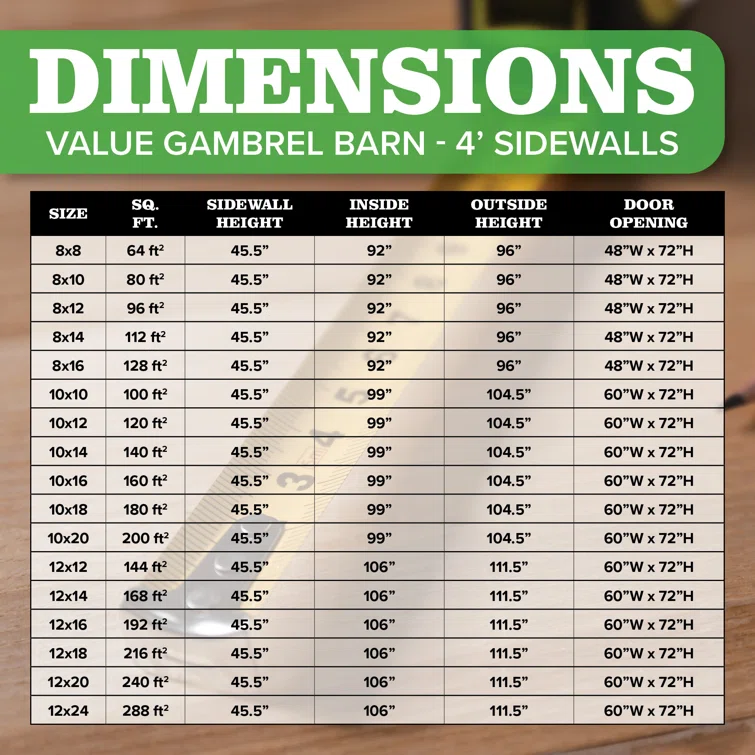 Value Gambrel Barn Wood Storage Shed with 4 ft. Sidewalls