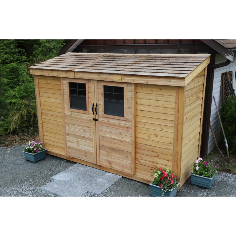 12 ft. W x 4 ft. D Sliding Door Cedar Wood Storage Shed