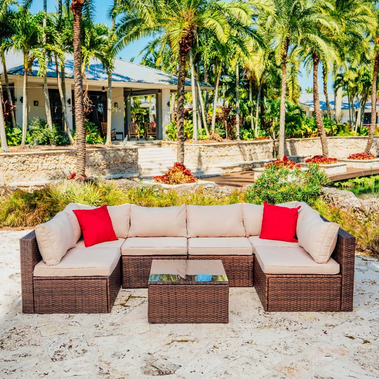 Slunce 6 - Person Outdoor Seating Group with Cushions<!-- --> <!-- -->(Set of 7)