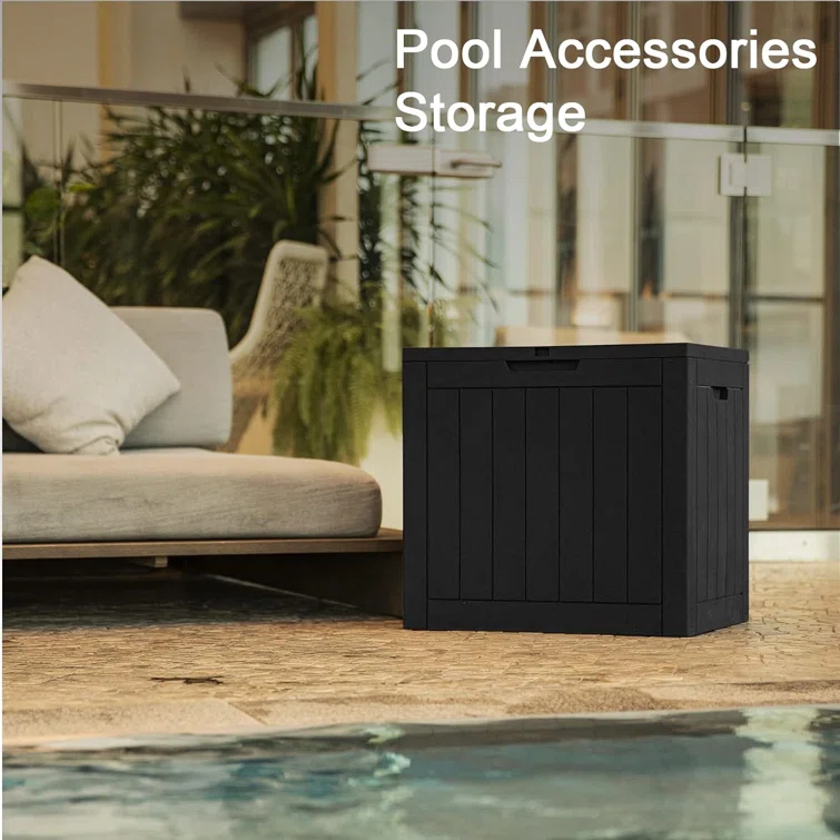 WORACO 17.09'' W 30 Gallons Water Resistant Resin Lockable Deck Box