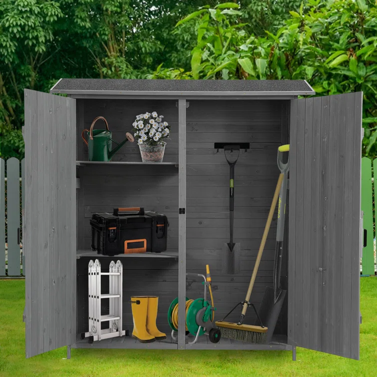 5 ft. W x 2 ft. D Solid Wood Vertical Tool Shed