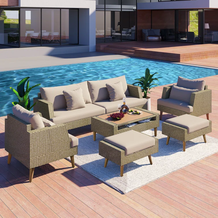 Ipke 6 - Person Outdoor Seating Group with Cushions