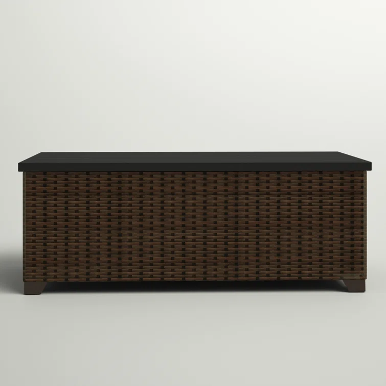 Latitude Run® Larrissa 48'' W 25 Gallons Water Resistant Wicker Deck Box in Espresso
