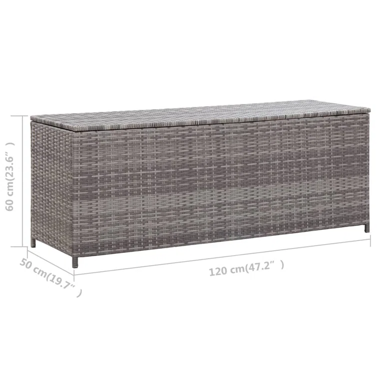 Patio Storage Box Gray 47.2" x 19.7" x 23.6" Poly Rattan