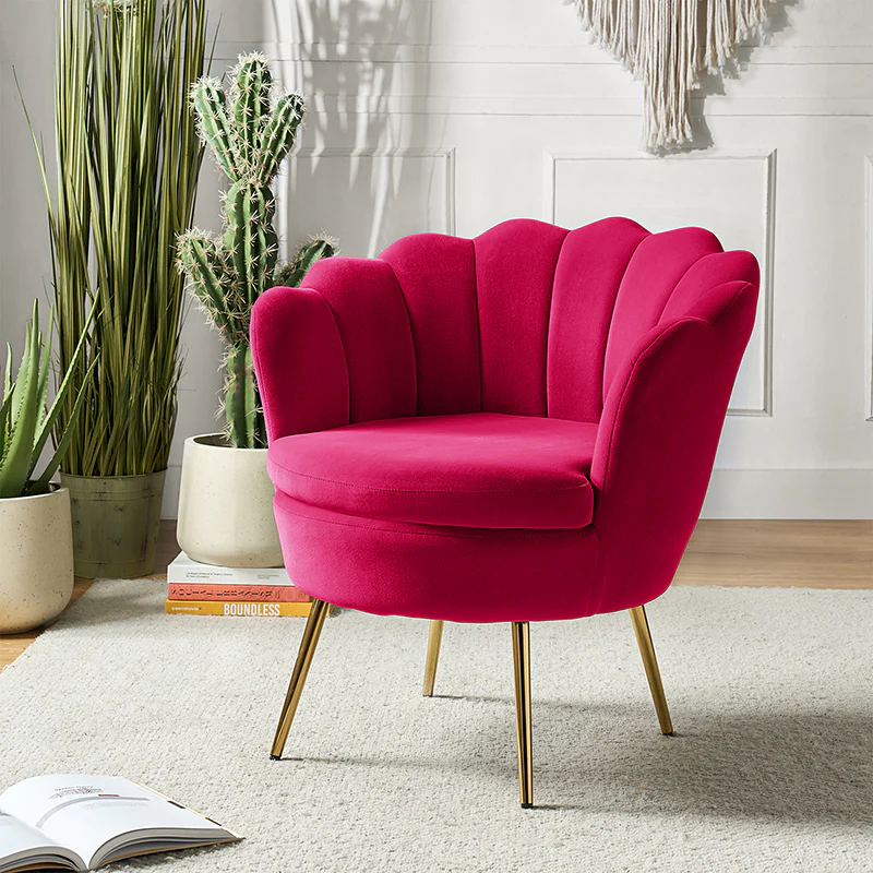 Evelia Velvet Scalloped Barrel Chair