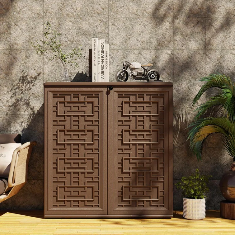 Arts Box Trading 14.96 W 60 Storage Cabinet with Doors and Shelves, 60 Gallon Indoor & Outdoor Deck Box