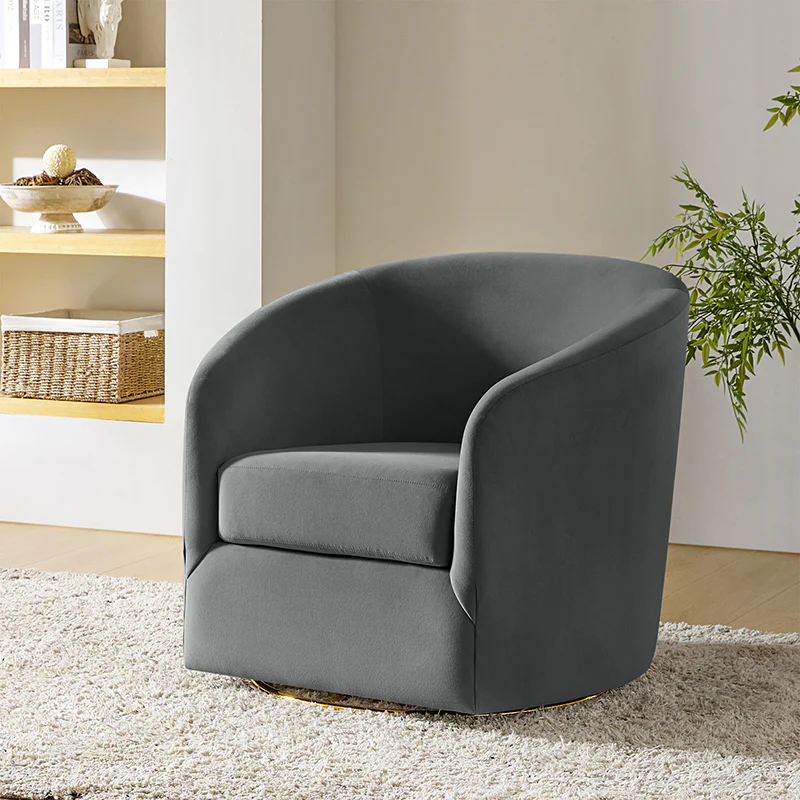 Emanuela Velvet Swivel Barrel Armchair
