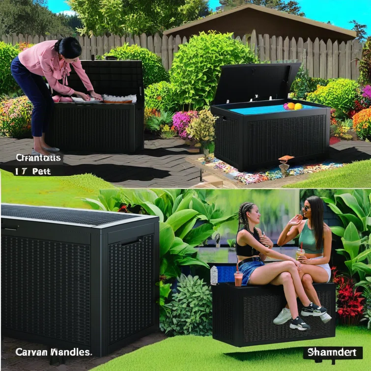WORACO 21.46'' W 100 Gallons Water Resistant Resin Lockable Deck Box