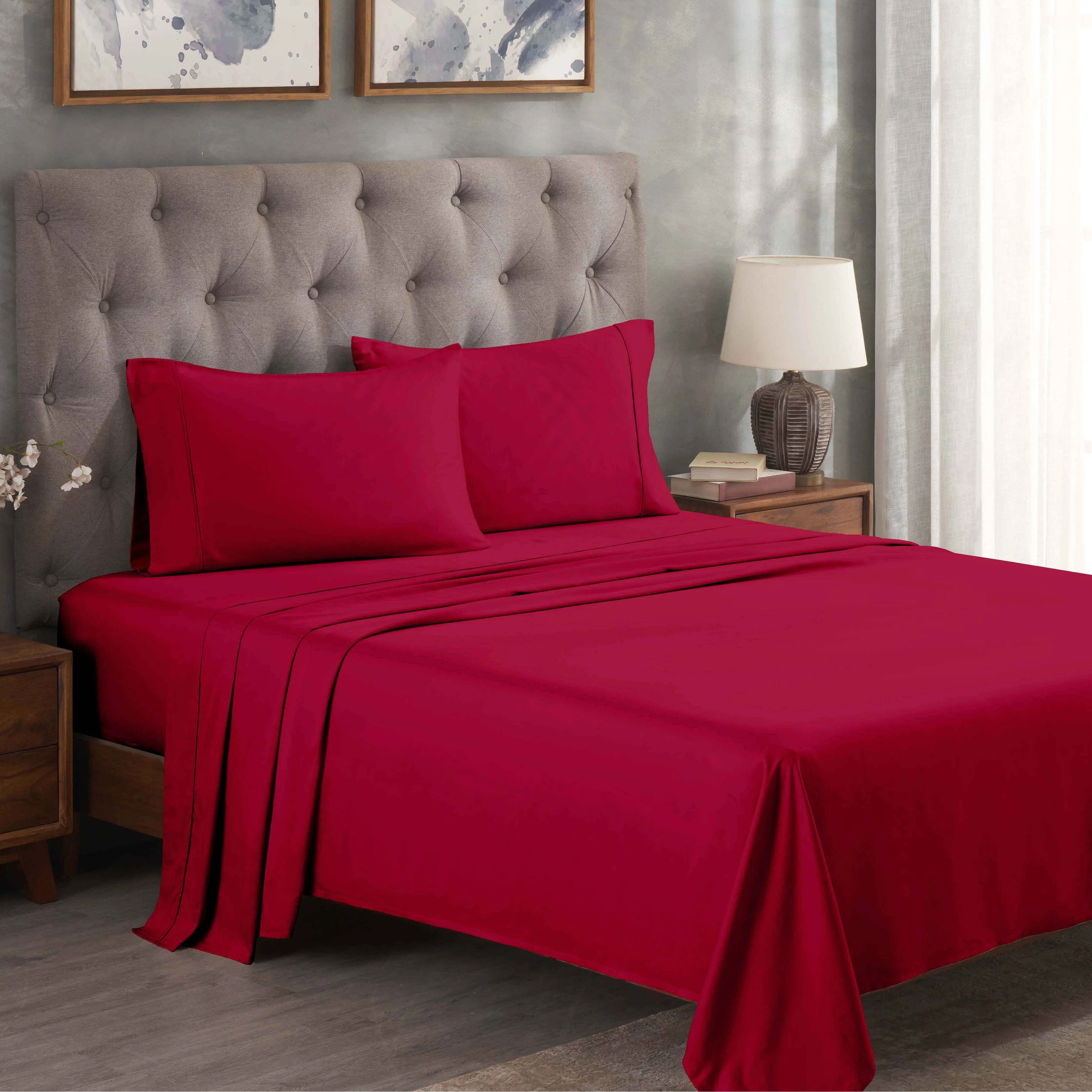 Superior Egyptian Cotton 300 Thread Count Solid Bed Sheet Set