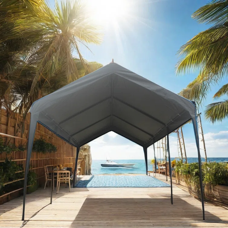 12x20 ft Heavy Duty Metal Carport w/Roll-up Vent Windows&Sidewalls Canopy Garage Boat Shelter