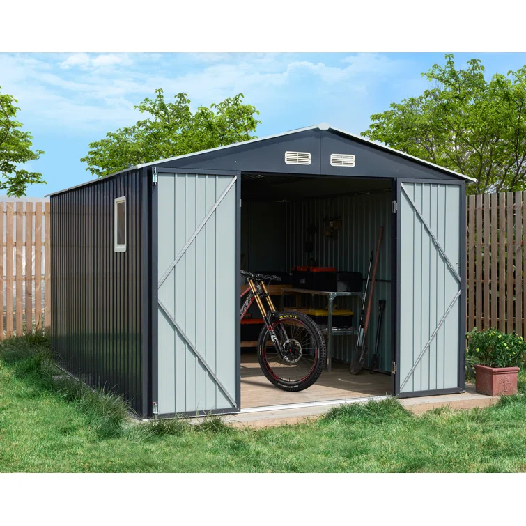10ft W. x 12 ft. D Aluminum Corner Metal Storage Shed