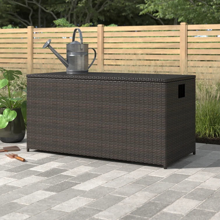 Beachcrest Home™ Ismael 59'' W 50 Gallons Water Resistant Wicker Deck Box in Espresso