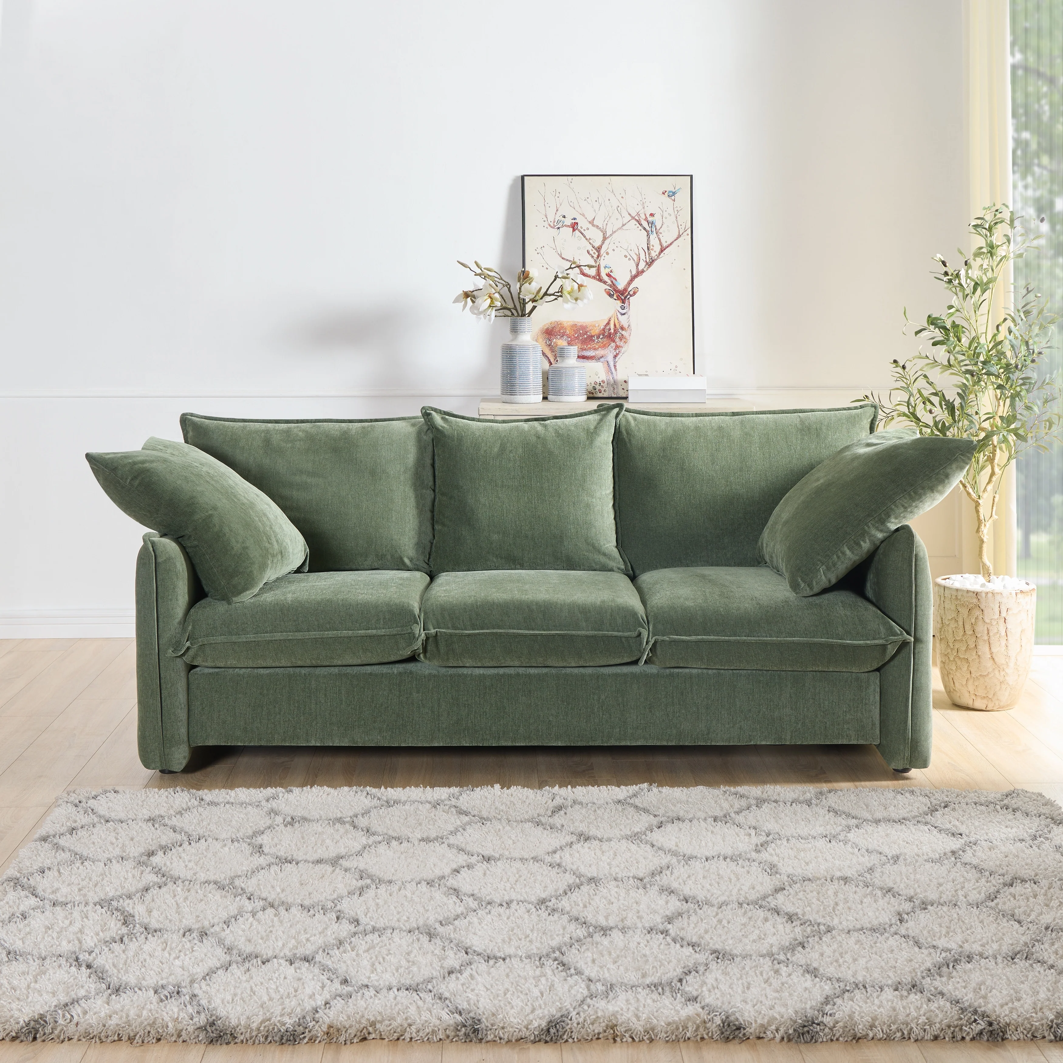 Mid-century Sofa 3 Seater Cozy Couch for Living room Apartment Lounge Bedroom