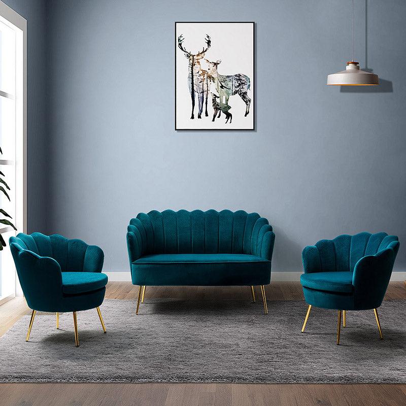 Ariel 3-Piece Scalloped Velvet Living Room Set