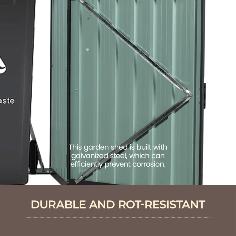 5 ft. W x 3 ft. D Stainless Steel Horizontal Garbage Shed
