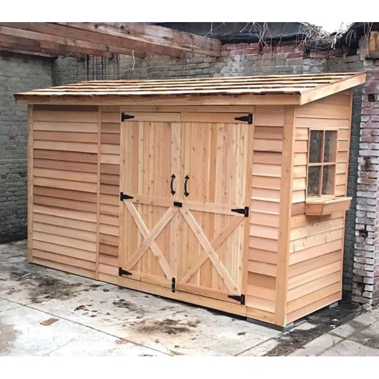 Bayside 12ft. W x 4ft. D Western Red Cedar Wood Lean-To Storage Shed