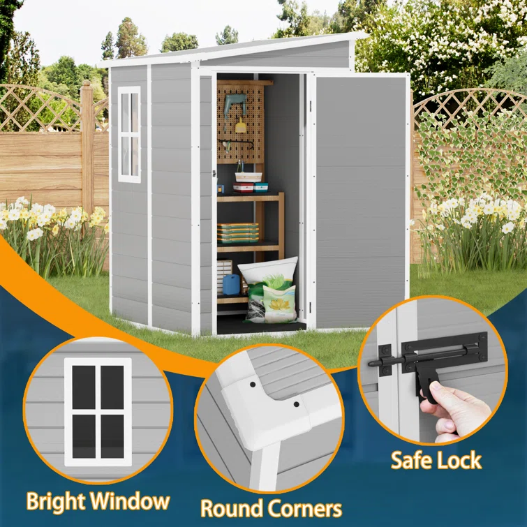 4 ft. W x 5 ft. D Plastic Lean-To Storage Shed