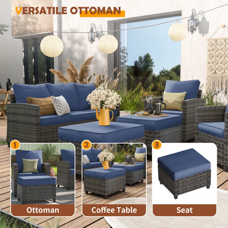 Mashawna 5 - Person Outdoor Seating Group with Cushions