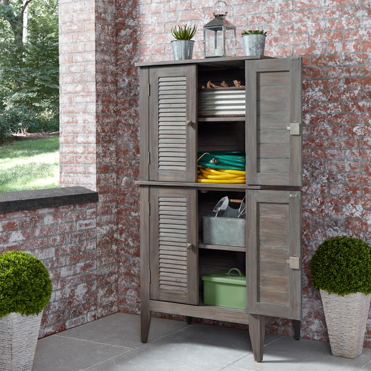 Beachcrest Home™ Anjenette 32'' W 195.05 Gallons Water Resistant Solid Wood Acacia Lockable Cabinet Deck Box
