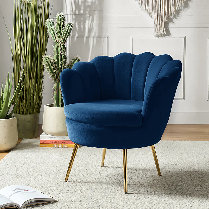 Evelia Velvet Scalloped Barrel Chair