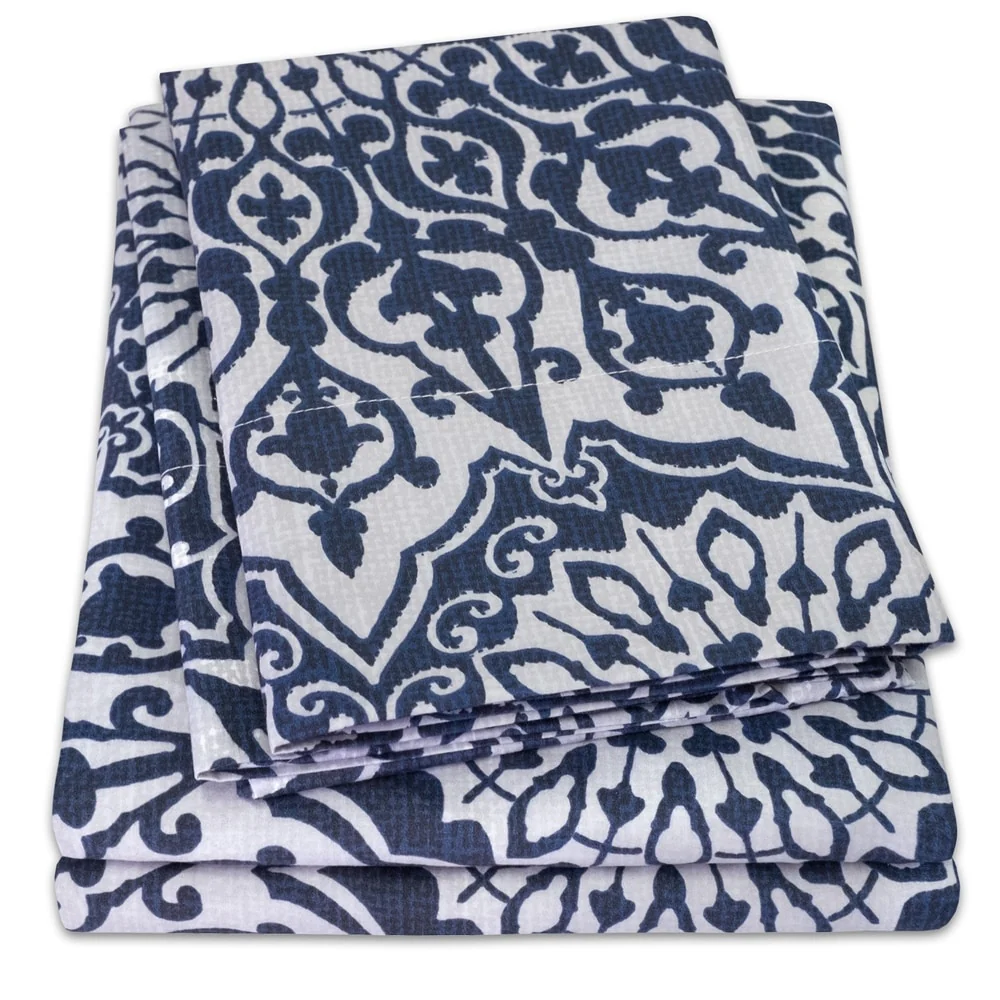 Oasis 4-Piece Patterned Deep Pocket Bed Sheet Set