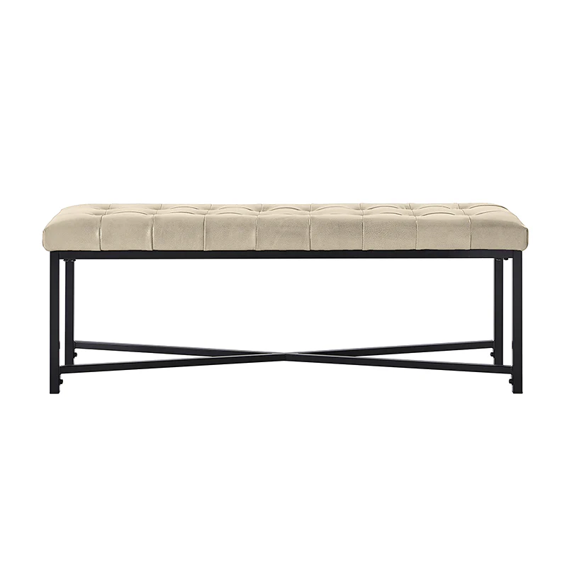 Arnold Versatile Elegance: Genuine Leather Bench with Button-Tufted Design