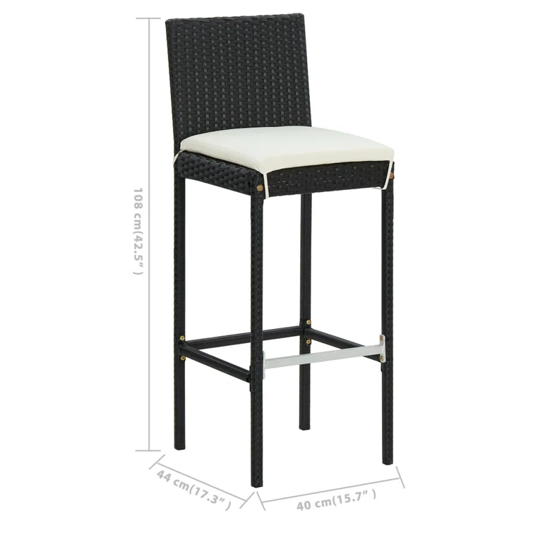 Patio Bar Table and Stools Set with Cushions