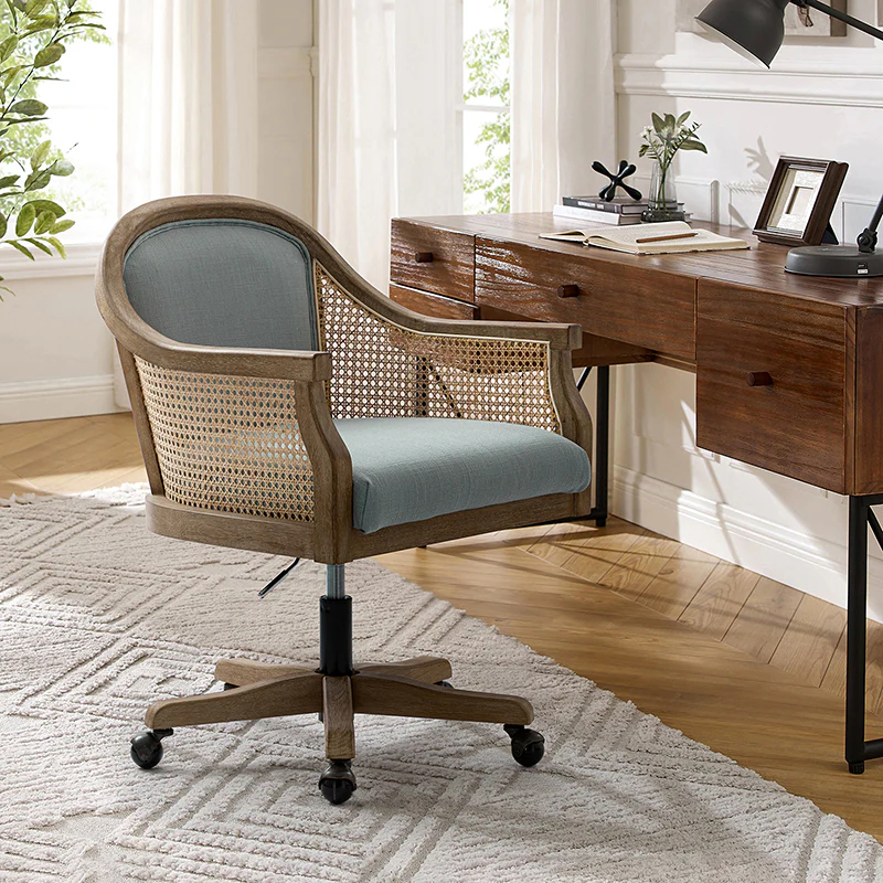 Audrey Task Accent Chair with Rattan Arms