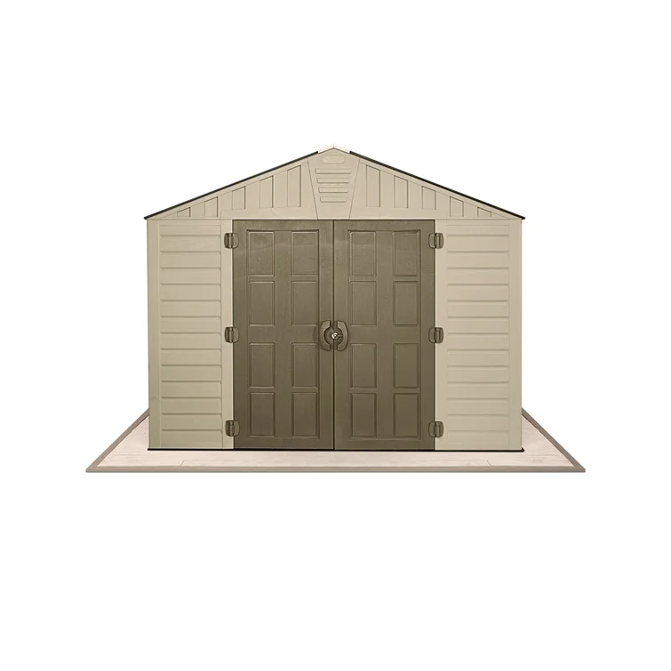 Keter Stronghold 10x8 ft. Durable Resin Outdoor Storage Shed With Floor and Double Doors for Garden Patio Furniture and Tools, Brown