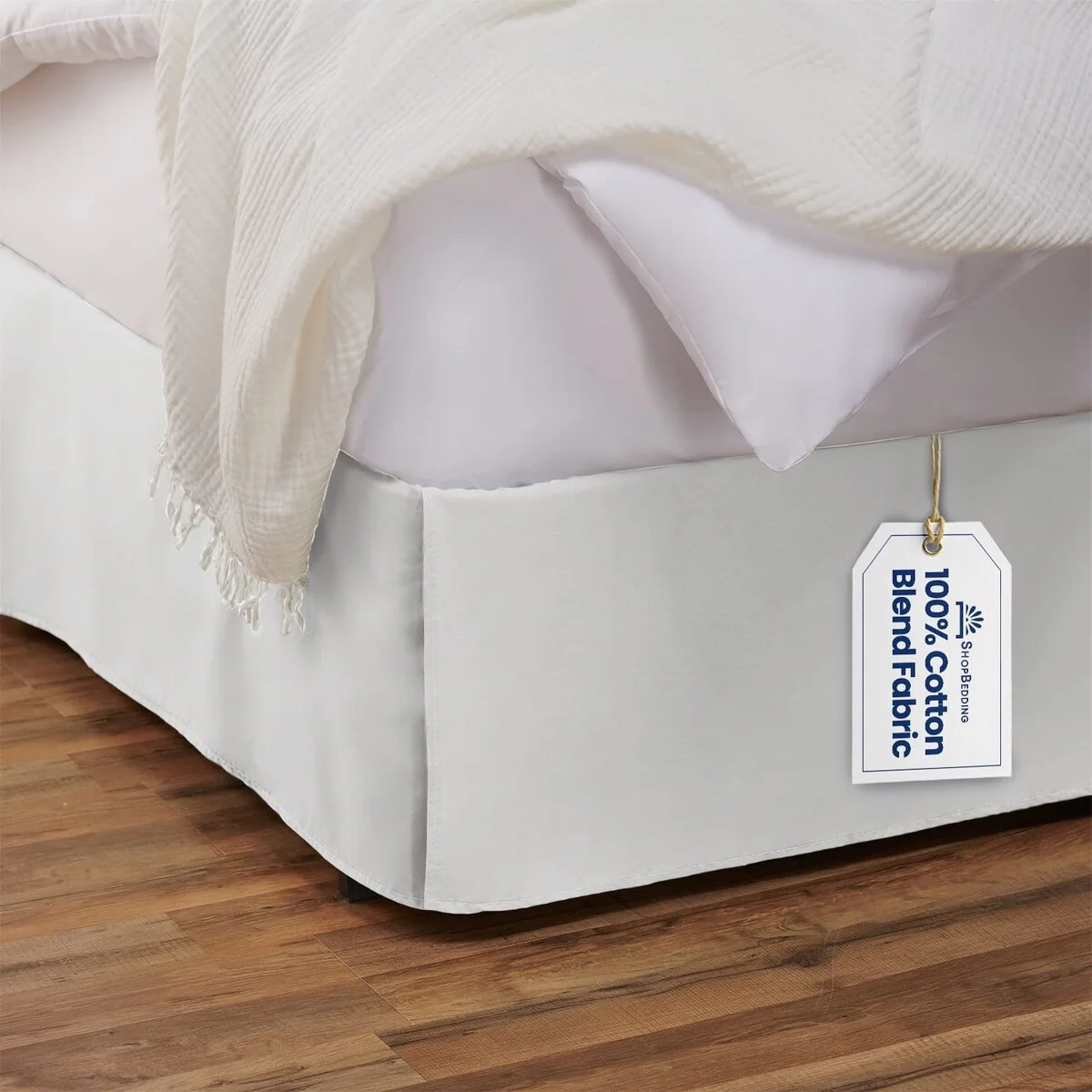 Tailored Bedskirt With Split Corner, Cotton Blend Bed Skirt with Platform
