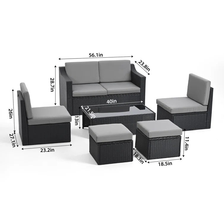 6 - Person Outdoor Seating Group with Cushions