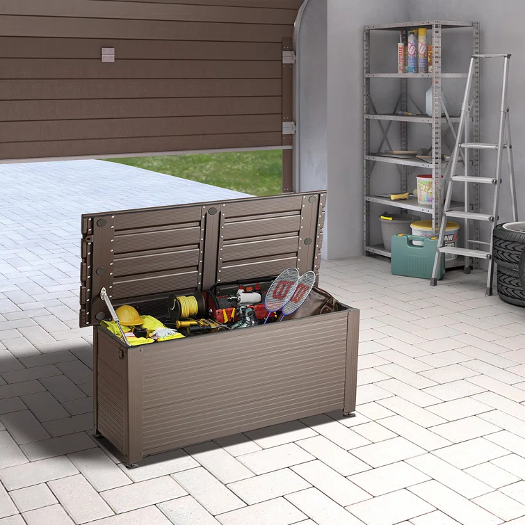 TECSPACE 35.4'' W 53 Gallons Water Resistant Metal Lockable Deck Box