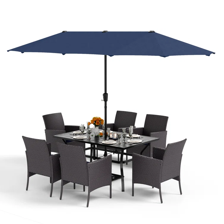 Bjartmar 6 - Person Rectangular Outdoor Dining Set with Cushions