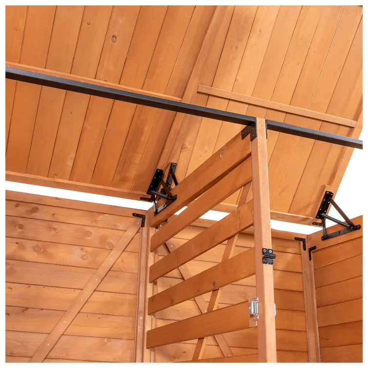 Horizontal Solid Wood Lean-To Garbage Shed