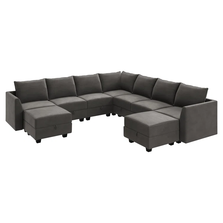 Berenika U-shaped Modular Sectional Sofa Reversible Velvet Sectional Sofa Couch With Chaise