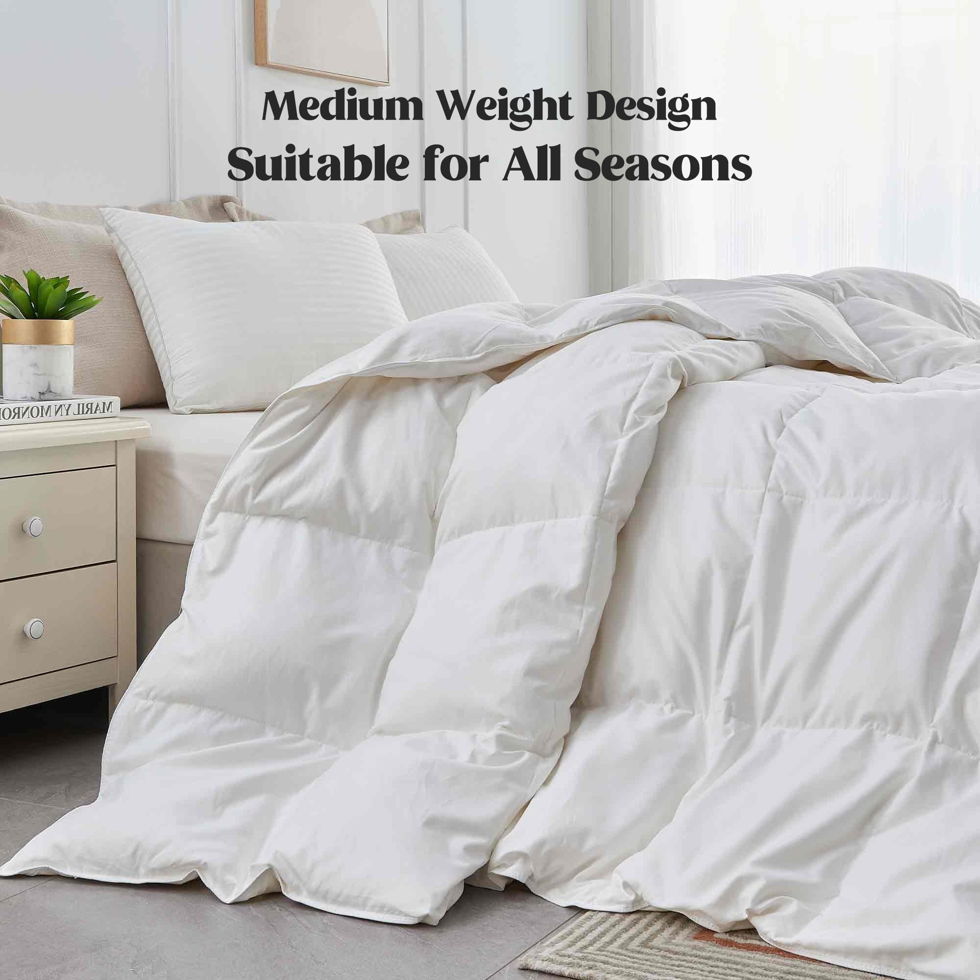 Medium Weight All Season White Goose Fiber Comforter Insert