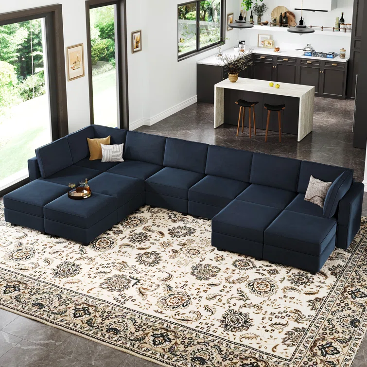 Wylodene 84.7 '' Wide Genuine Velvet Reversible Modular Corner Sectional
