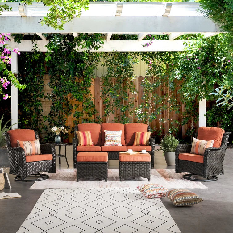Tommy 6 Piece Wicker/Rattan Sofa Seating Group with Cushions