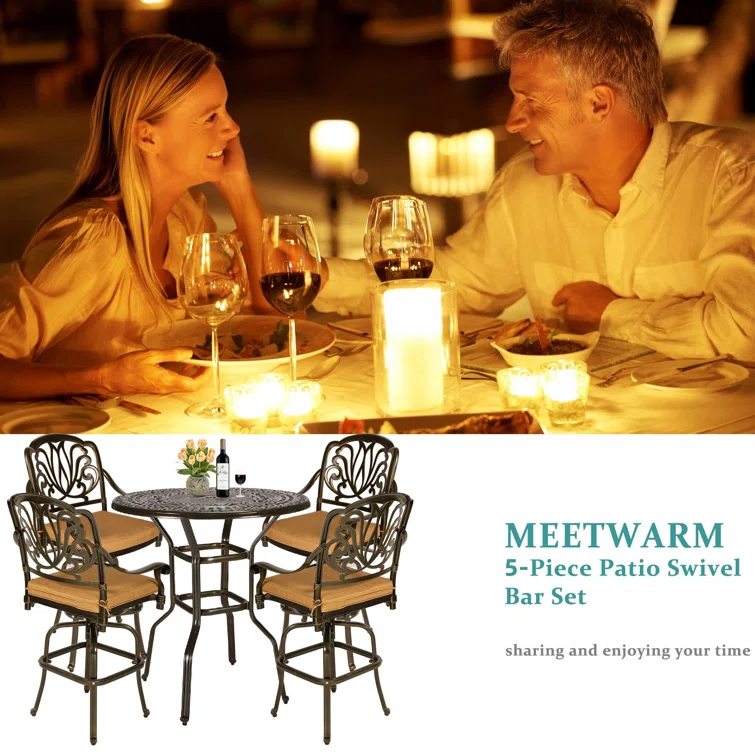 Aadhvik Round Outdoor Dining Set with Cushions