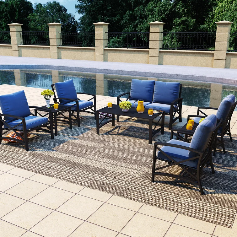 Cueva 6 - Person Outdoor Seating Group with Cushions<!-- --> <!-- -->(Set of 8)