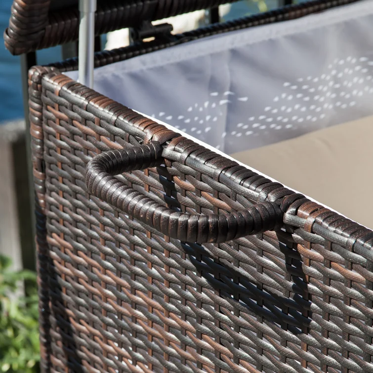 Highland Dunes Ugarte 52.75'' W 150 Gallons Water Resistant Wicker Deck Box in Light Brown/Dark Brown