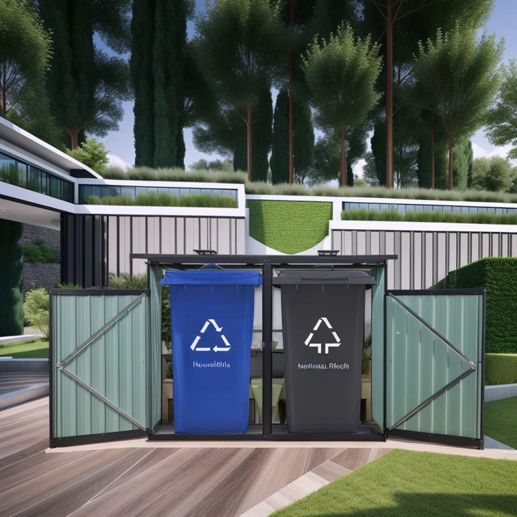 5 ft. W x 3 ft. D Metal Horizontal Garbage Shed