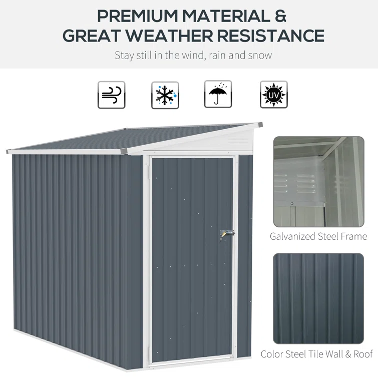 Outsunny 4 ft. W x 8 ft. D Metal Lean-To Tool Shed