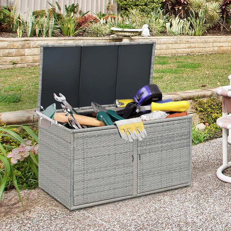 Gymax 45'' W 88 Gallons Wicker Cabinet Deck Box