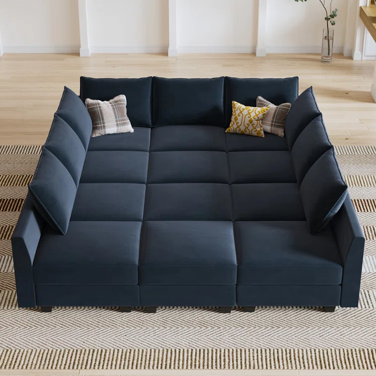 Kandle Modular Upholstered Velvet Chaise Sectional Sofa