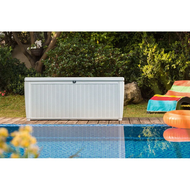 Keter Sumatra 135 Gallon Large Durable Resin Outdoor Storage and Organization Deck Box Ideal For Garden Patio Furniture and Supplies